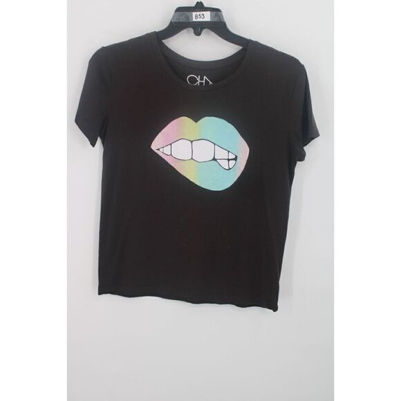 CHASER BITING LIP GLITTER BLACK TEE SHIRT SIZE SMALL - Picture 1 of 7